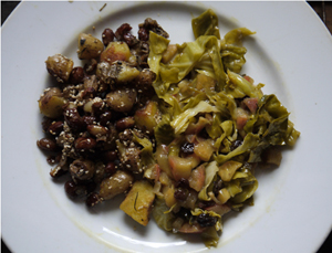 Un repas santé hivernal provenant du jardin et du caveau.